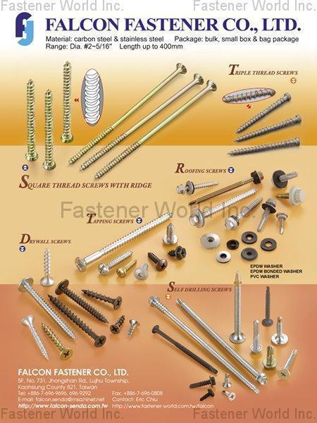 FALCON FASTENER CO., LTD.  , TRIPLE THREAD SCREWS,SQUARE THREAD SCREW WITH RIDGE,ROOFING SCREWS,TAPPING SCREWS,DRYWALL SCREWS,SELF DRILLING SCREW,EPDM WASHER,EPDM BONDED WASHER,PVC WASHER , Triangular Thread Screws