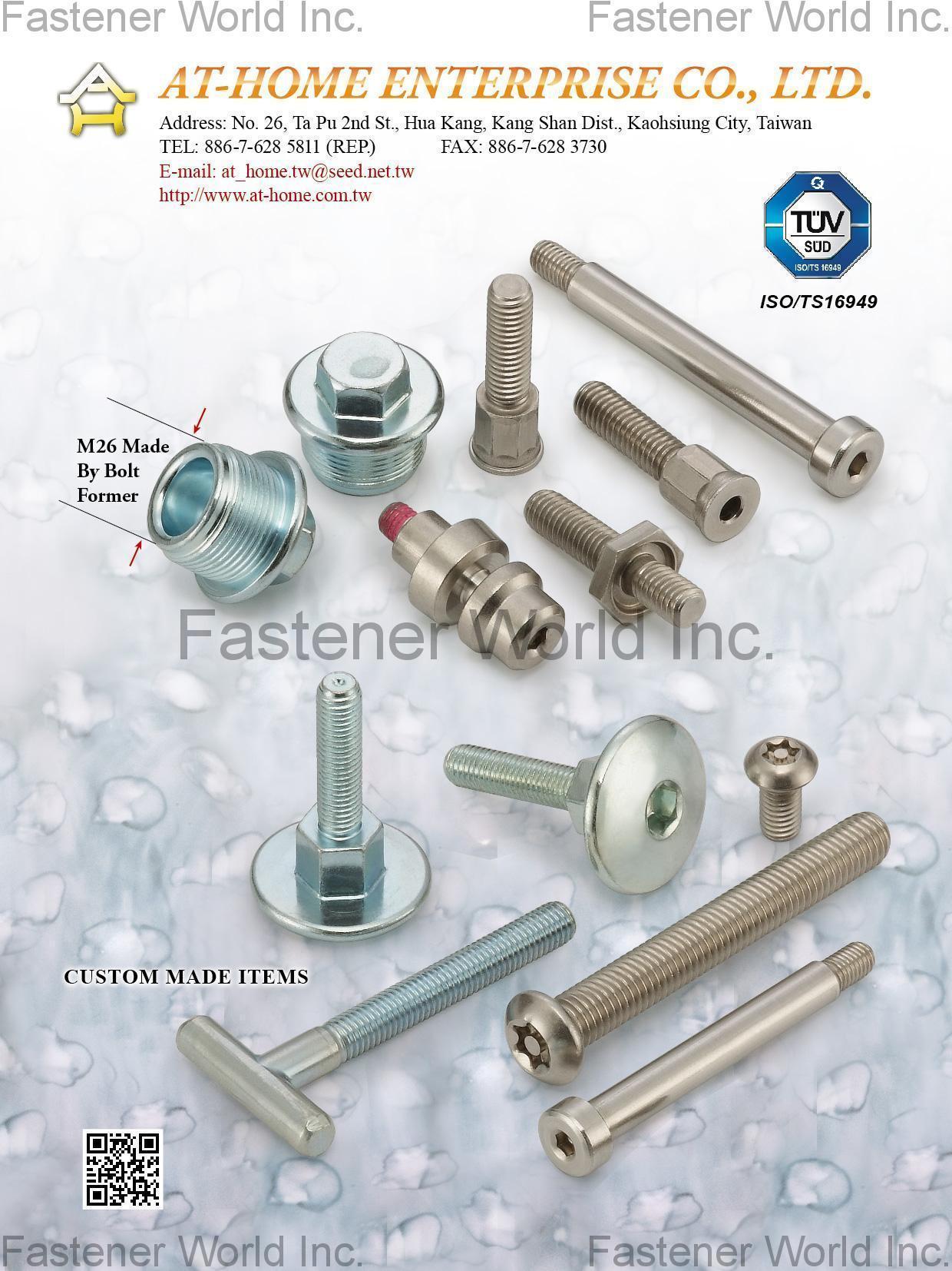 AT-HOME ENTERPRISE CO., LTD.  , Customized Screws / Bolts , Customized Special Screws / Bolts