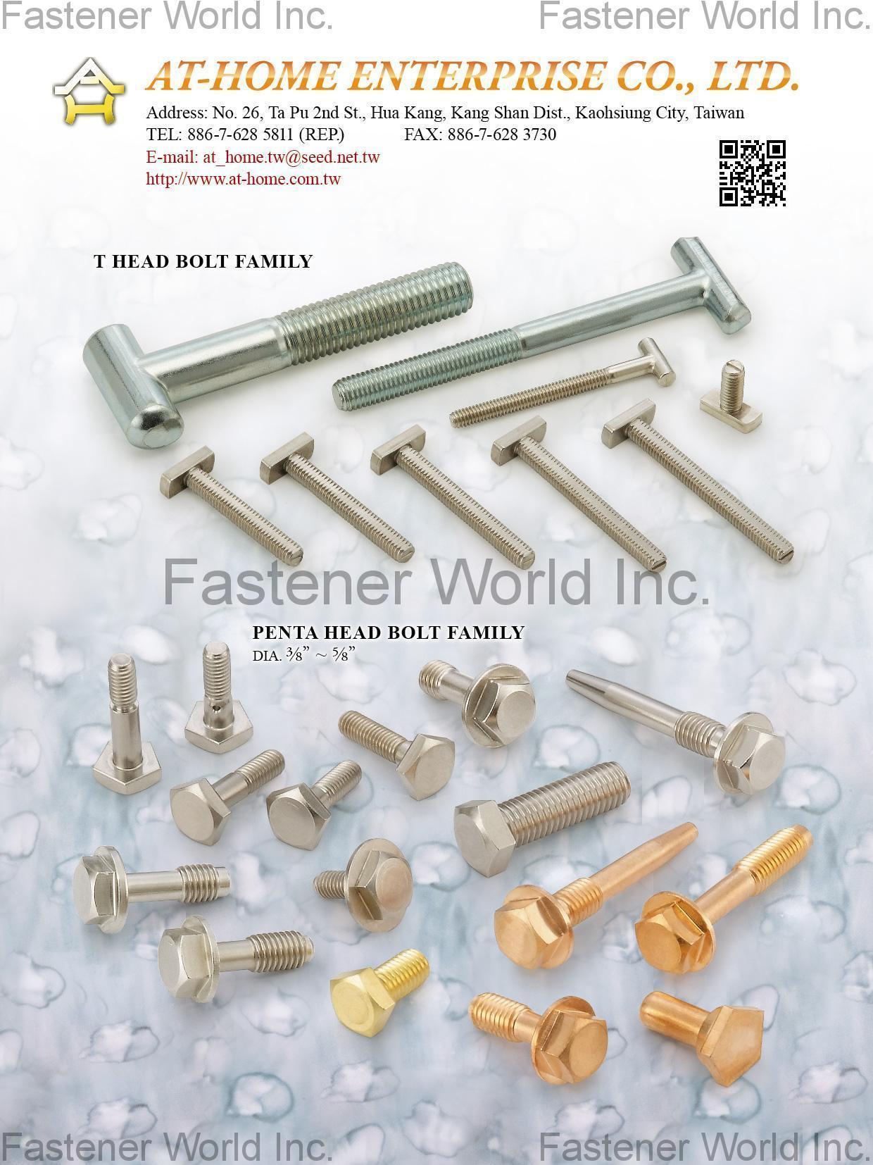 AT-HOME ENTERPRISE CO., LTD.  , T Head Bolts, Penta Head Bolts , Penta-head Bolts