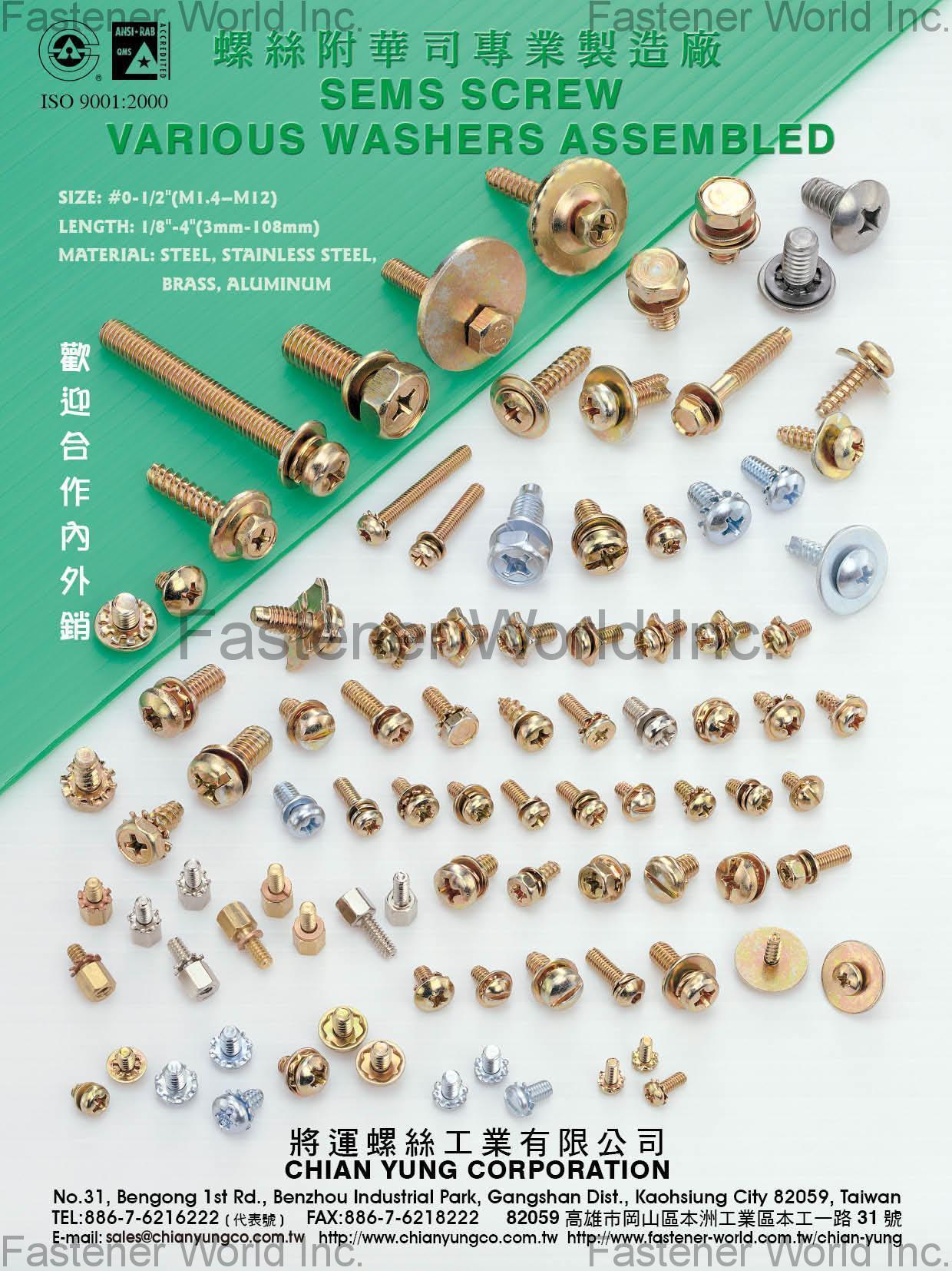 CHIAN YUNG CORPORATION  , SEMS SCREW   , SEMS Screws