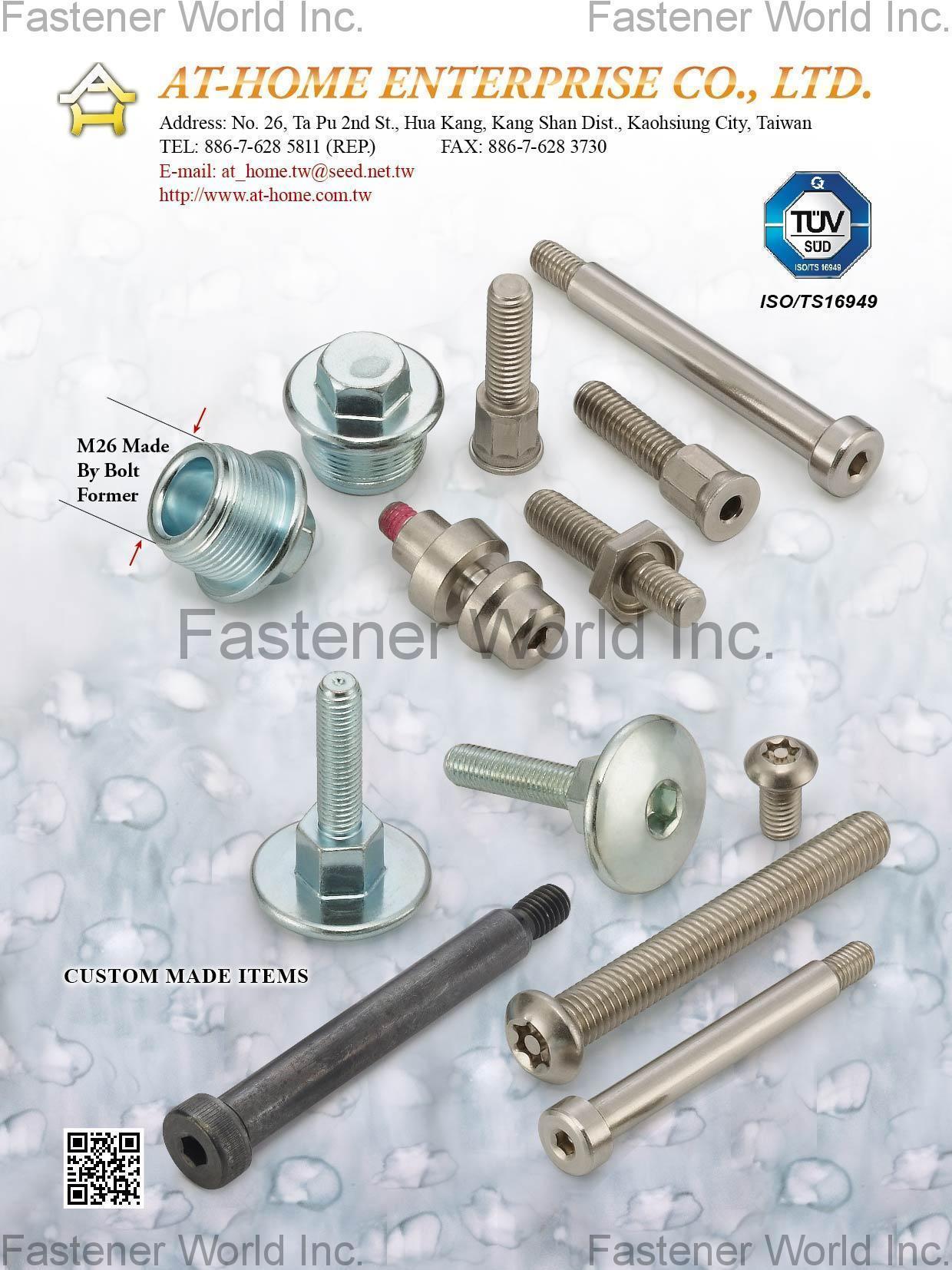 AT-HOME ENTERPRISE CO., LTD.  , Customized Screws / Bolts , Customized Special Screws / Bolts