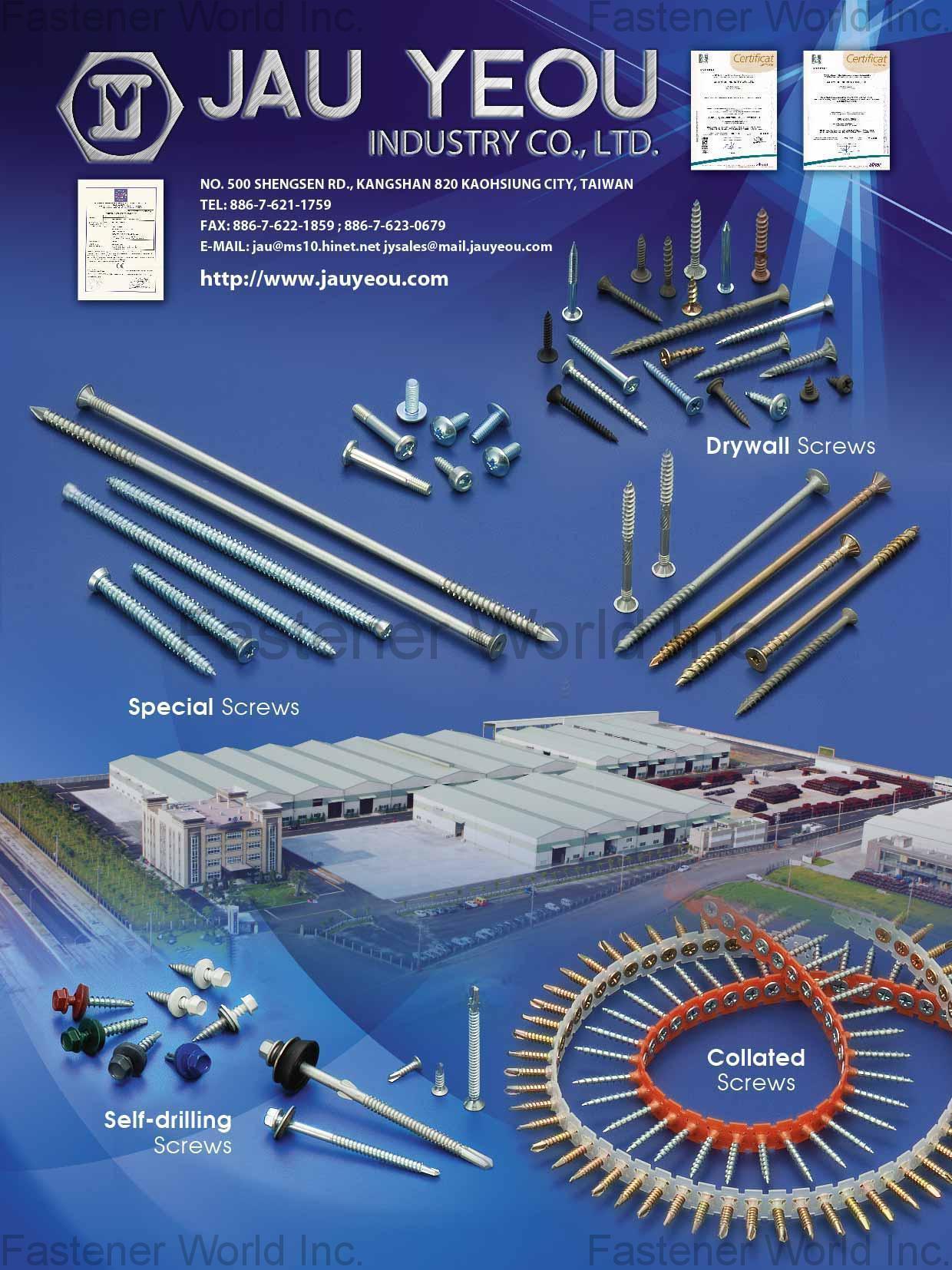 JAU YEOU INDUSTRY CO., LTD. , Special Screws, Self-drilling Screws, Drywall Screws, Collated Screws , Self-drilling Screws