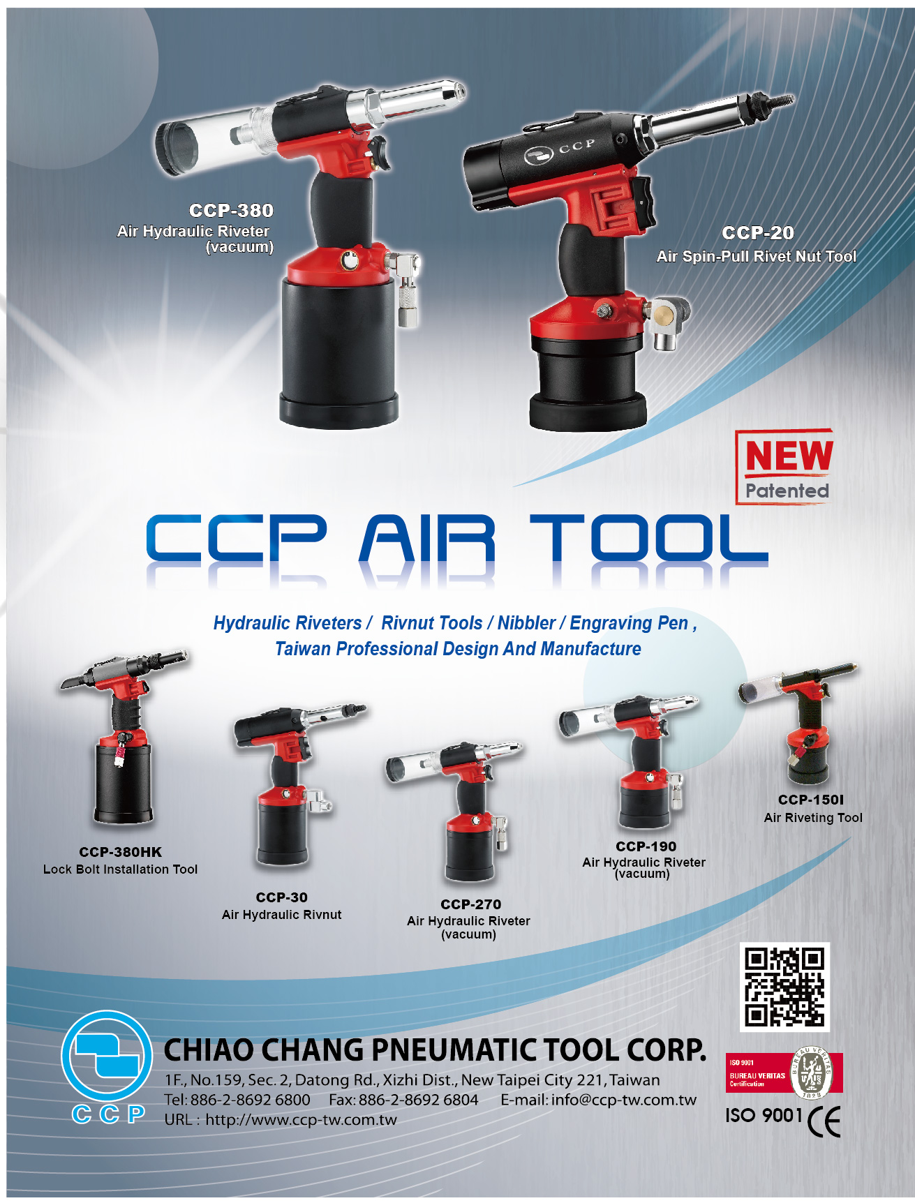 CHIAO CHANG PNEUMATIC TOOL CORP. , Air Hydraulic Riveters, Air Spin-Pull Rivet Nut Tool, Air Riveting Tool, Lock Bolt Installation Tool, Air Hydraulic Rivnut , Rivet Nut Tools