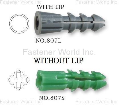 HWALLY PRODUCTS CO., LTD.  , NO.807 PLASTIC RIB PLUG , Wall Plugs