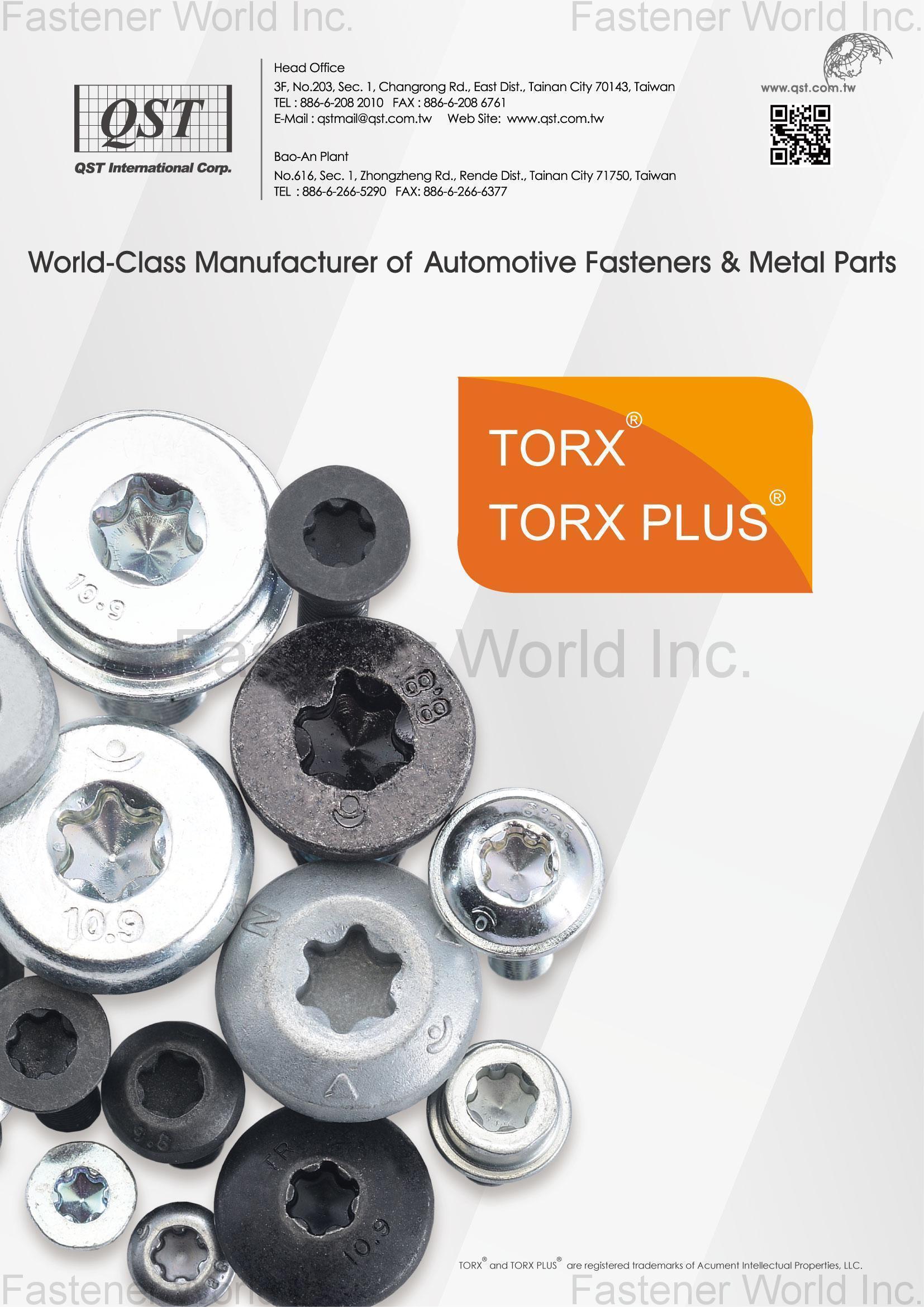 QST INTERNATIONAL CORP.  , TORX® Screws, TORX PLUS® Screws