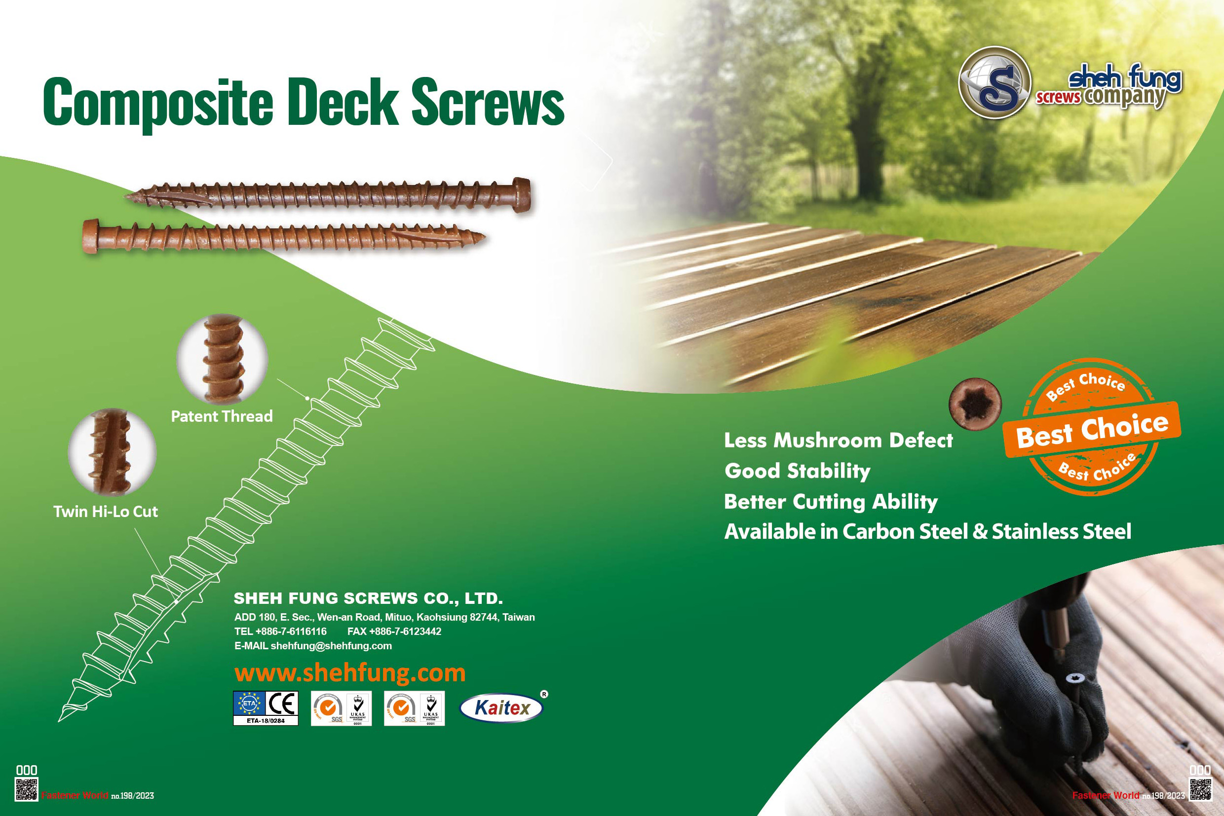 SHEH FUNG SCREWS CO., LTD.  , Composite Deck Screw