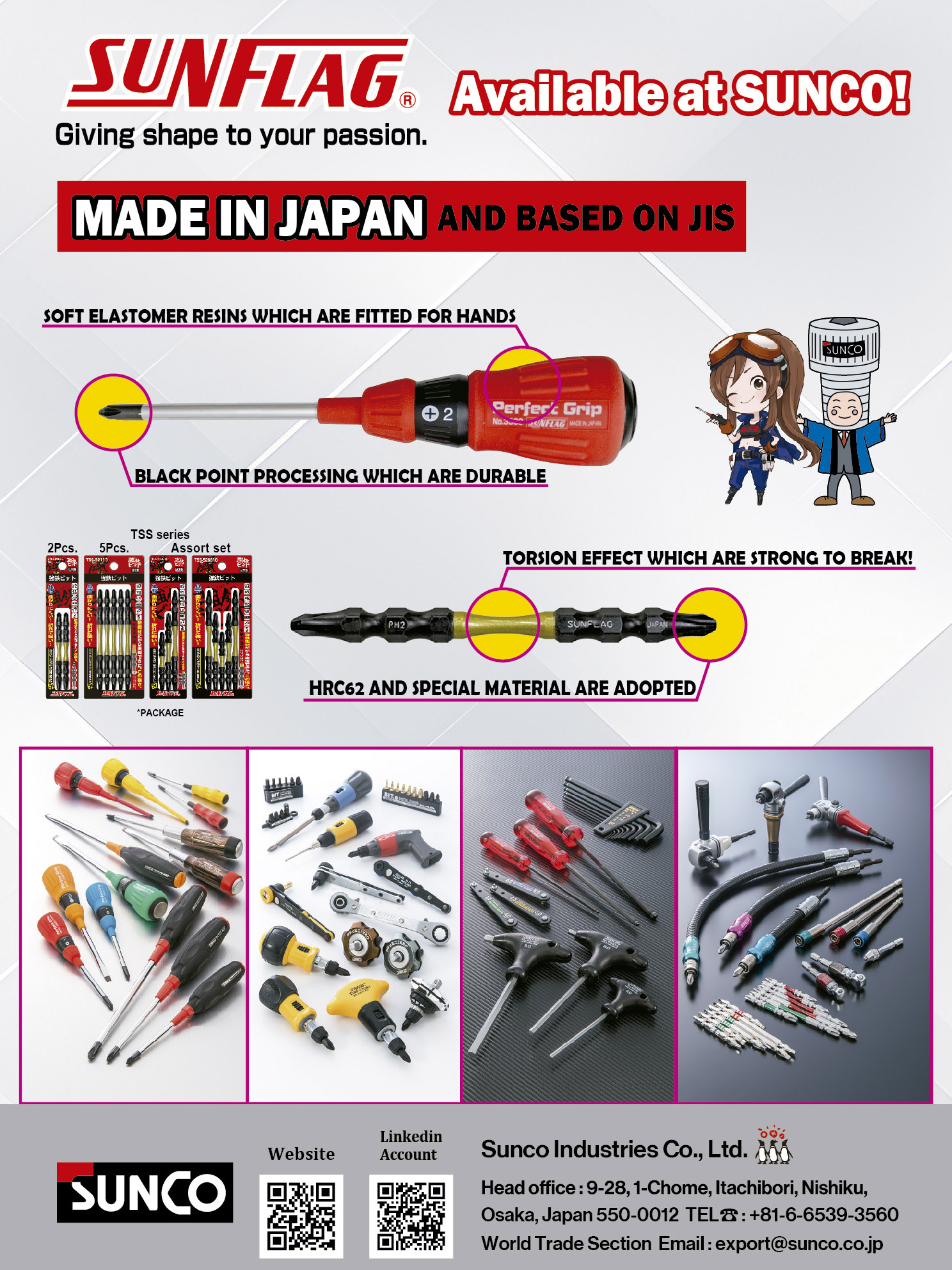 SUNCO INDUSTRIES CO., LTD. JAPAN , Made in Japan and Based on JIS